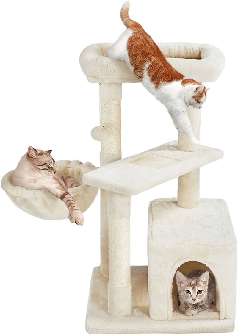 Topeakmart Cat Tree 33In Cat Tower with Extra Scratch Boards and Sisal Posts as Kitty Activity Center Animals & Pet Supplies > Pet Supplies > Cat Supplies > Cat Beds Topeakmart Beige  
