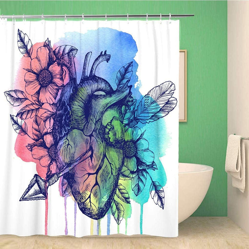 Topyee Shower Curtain Cartoon Household Appliances for Cooking and Cleaning Electric Teapot 72X84 Inches Waterproof Polyester Bathroom Decor Curtain Set with Hooks Home & Garden > Household Supplies > Household Cleaning Supplies Topyee Color 9 72"x78" 