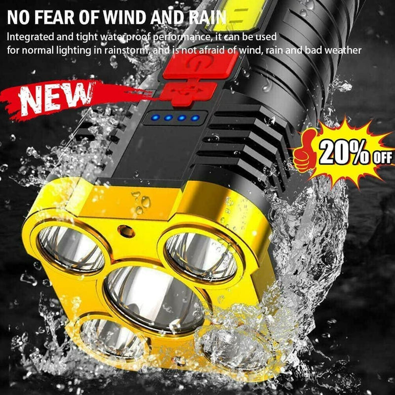 Torches Led Super Bright Five Nuclear Explosion Led Flashlight Portable Powerful Searchlight for Camping Running Hiking (Color : Gold) Hardware > Tools > Flashlights & Headlamps > Flashlights Generic   