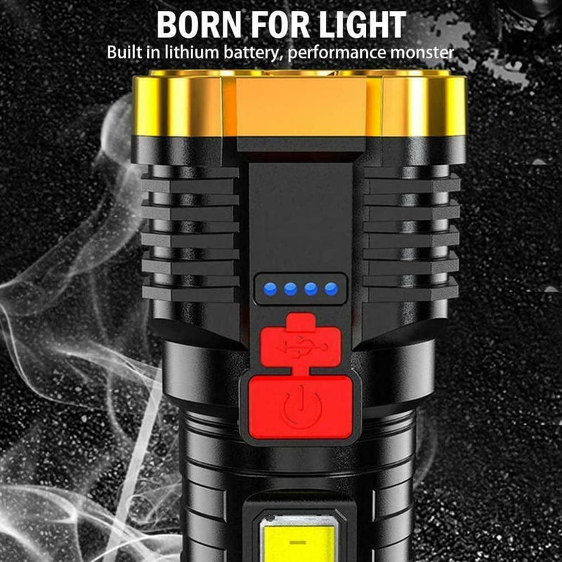 Torches Led Super Bright Five Nuclear Explosion Led Flashlight Portable Powerful Searchlight for Camping Running Hiking (Color : Gold) Hardware > Tools > Flashlights & Headlamps > Flashlights Generic   