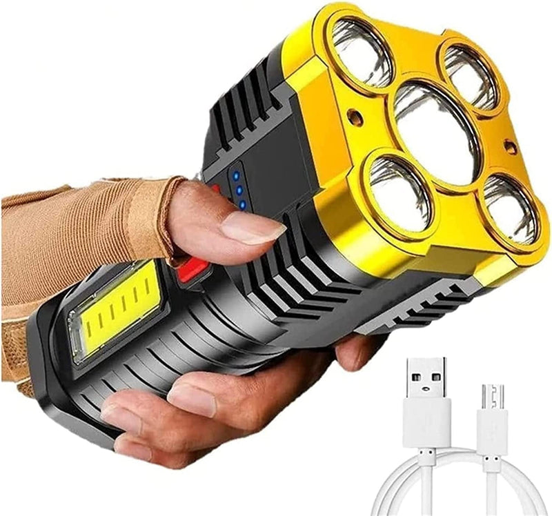 Torches Led Super Bright Five Nuclear Explosion Led Flashlight Portable Powerful Searchlight for Camping Running Hiking (Color : Gold) Hardware > Tools > Flashlights & Headlamps > Flashlights HIIGH Gold  