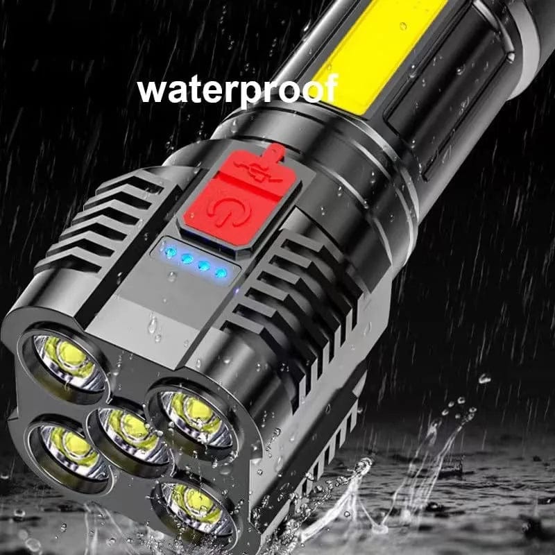Torches Led Super Bright, Led Spotlight Flashlight Five-Nuclear Explosion LED Flashlight Strong Light Rechargeable Home Outdoor Searchlight (Silver) Hardware > Tools > Flashlights & Headlamps > Flashlights Generic   