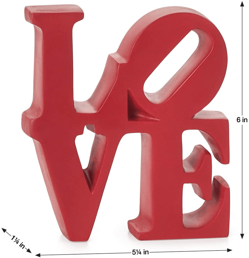 Torre & Tagus Word Art Resin Decor, 5.25" L x 1.25" D x 6" H, Red