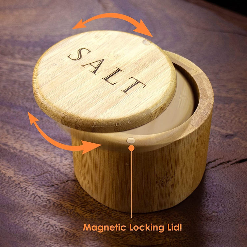 Totally Bamboo Salt Cellar Bamboo Storage Box with Magnetic Swivel Lid, 6 Ounce Capacity, "Salt" Engraved on Lid Home & Garden > Household Supplies > Storage & Organization Totally Bamboo   
