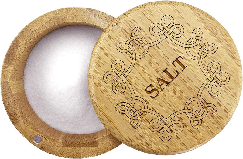 Totally Bamboo Salt Cellar Bamboo Storage Box with Magnetic Swivel Lid, 6 Ounce Capacity, "Salt" Engraved on Lid Home & Garden > Household Supplies > Storage & Organization Totally Bamboo Celtic Knot  