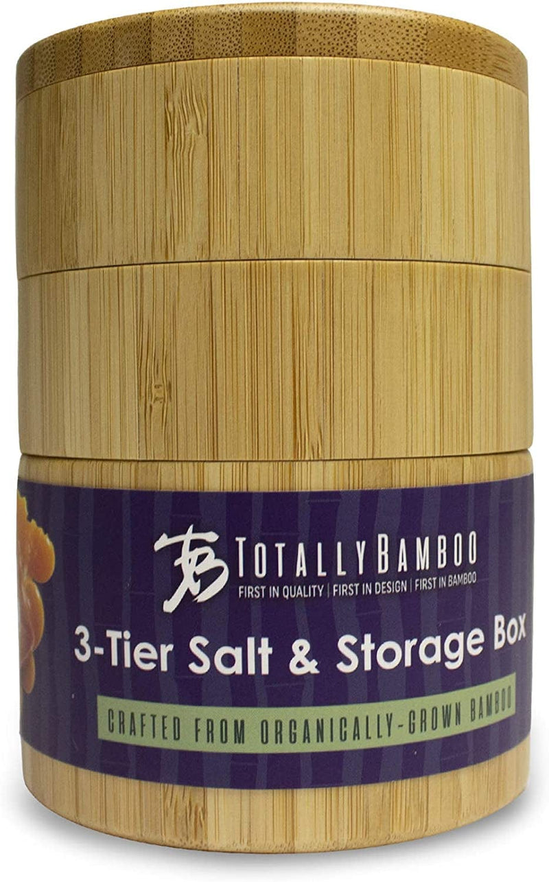 Totally Bamboo Triple Salt Cellar, 3 Tier Bamboo Kitchen Salt and Pepper Storage Box with Magnetic Swivel Lids Home & Garden > Household Supplies > Storage & Organization Totally Bamboo   