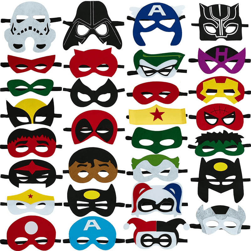 totteri 30pcs Superhero Masks for Kids Birthday Costumes, Felt Mask Party Favor Cosplay Toy for Boys and Girls Apparel & Accessories > Costumes & Accessories > Masks totteri Default Title  
