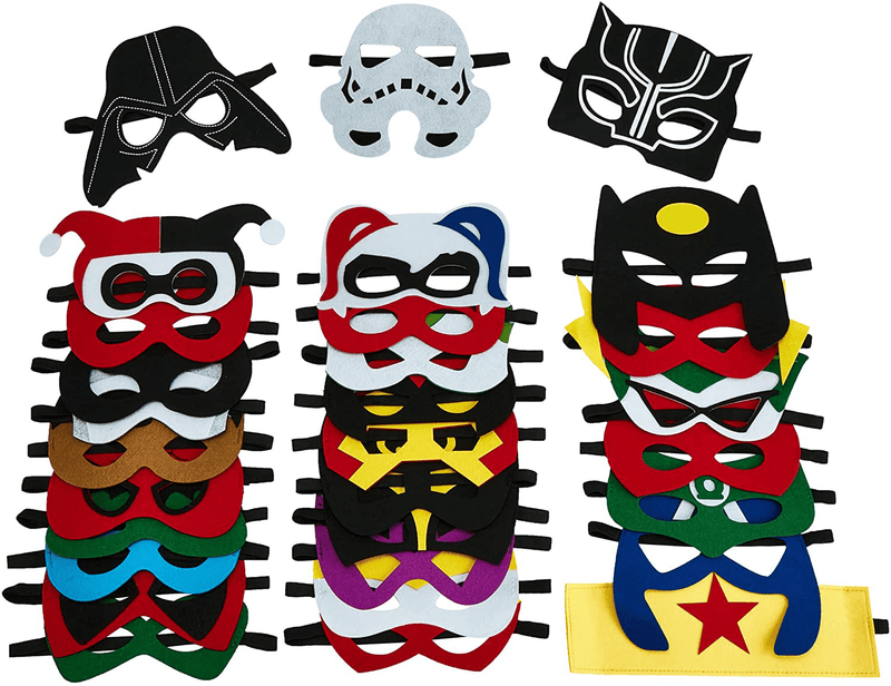 totteri 30pcs Superhero Masks for Kids Birthday Costumes, Felt Mask Party Favor Cosplay Toy for Boys and Girls Apparel & Accessories > Costumes & Accessories > Masks totteri   