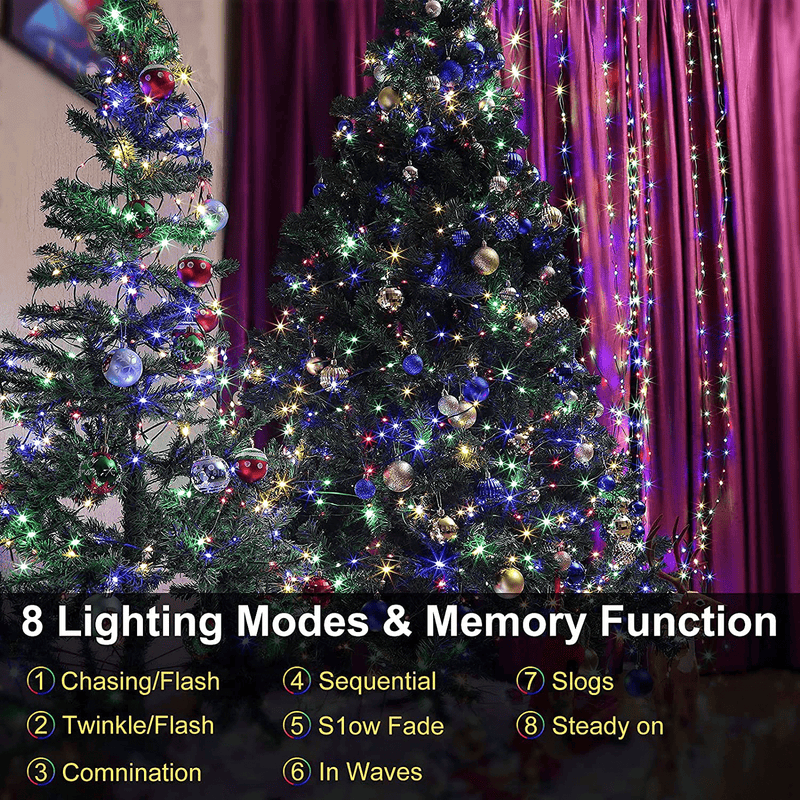 TOUBIK 300 LED Christmas Lights Outdoor Indoor with Newest Wire, 110Ft 8 Modes Multicolor End-to-End Plug in Fairy String Light for Xmas Tree Party Wedding Outside Decorations Home & Garden > Decor > Seasonal & Holiday Decorations& Garden > Decor > Seasonal & Holiday Decorations TOUBIK   