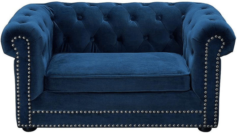 TOV Furniture the Dachshund Collection Velvet Upholstered Handmade Elevated Sofa Pet Dog Bed