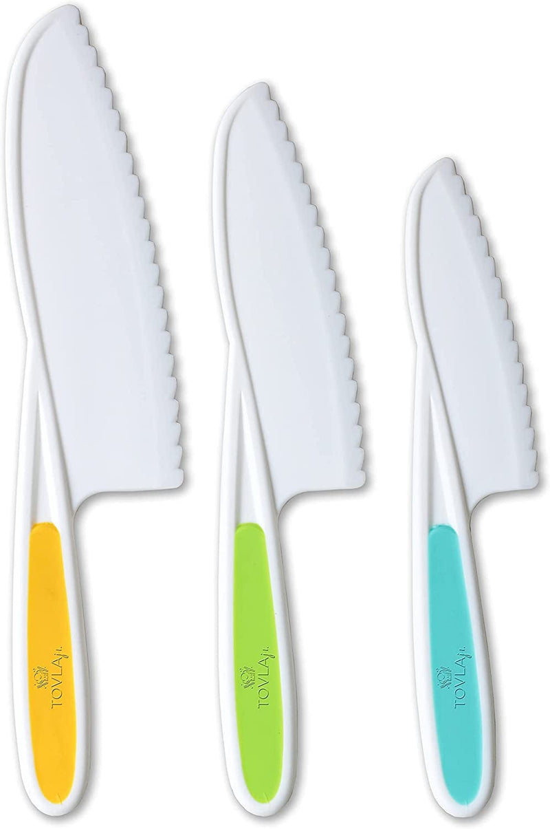 TOVLA JR. Knives for Kids 3-Piece Nylon Kitchen Baking Knife Set: Children'S Cooking Knives in 3 Sizes & Colors/Firm Grip, Serrated Edges, Bpa-Free Kids' Knives (Colors Vary for Each Size Knife) Home & Garden > Kitchen & Dining > Kitchen Tools & Utensils TOVLA JR. Multi-Green  