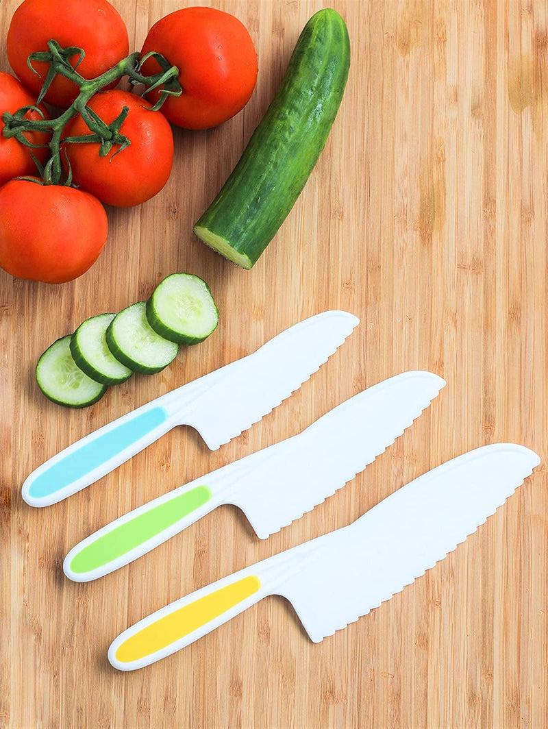 TOVLA JR. Knives for Kids 3-Piece Nylon Kitchen Baking Knife Set: Children'S Cooking Knives in 3 Sizes & Colors/Firm Grip, Serrated Edges, Bpa-Free Kids' Knives (Colors Vary for Each Size Knife) Home & Garden > Kitchen & Dining > Kitchen Tools & Utensils TOVLA JR.   