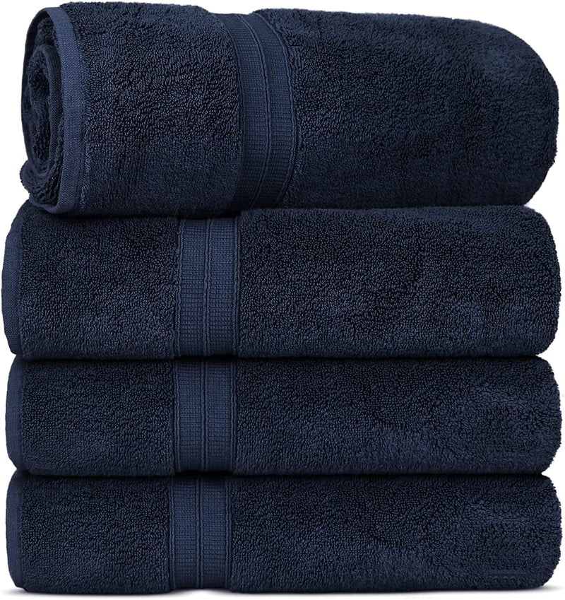 Towel Bazaar Soft & Absorbent Premium Cotton Turkish Towels (Wedgewood, 2-Piece Bath Sheets) Home & Garden > Linens & Bedding > Towels Towel Bazaar Navy Blue 4-Piece Bath Towels 