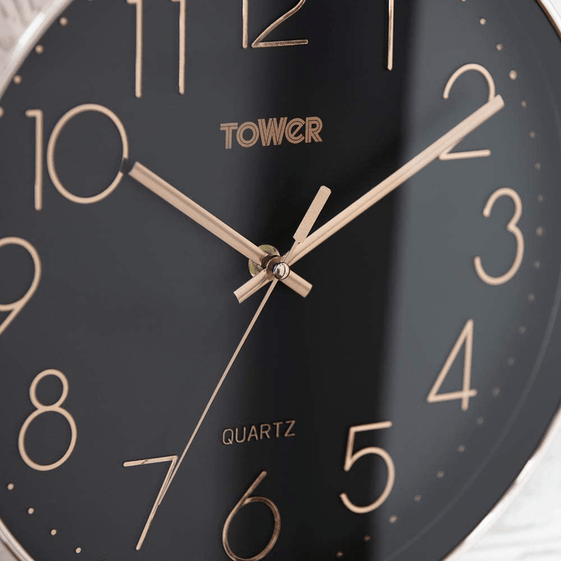 Tower T878500RB Rose Gold Wall Clock, Black, 30 cm Home & Garden > Decor > Clocks > Wall Clocks TOWER   
