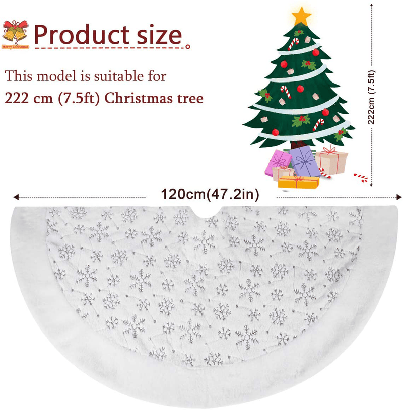 Townshine 48 Inch Christmas Tree Skirt White Faux Fur Sequin Snowflakes Tree Skirt Soft Thick Plush Mat Xmas Holiday Party Decorations Home & Garden > Decor > Seasonal & Holiday Decorations > Christmas Tree Skirts Townshine   
