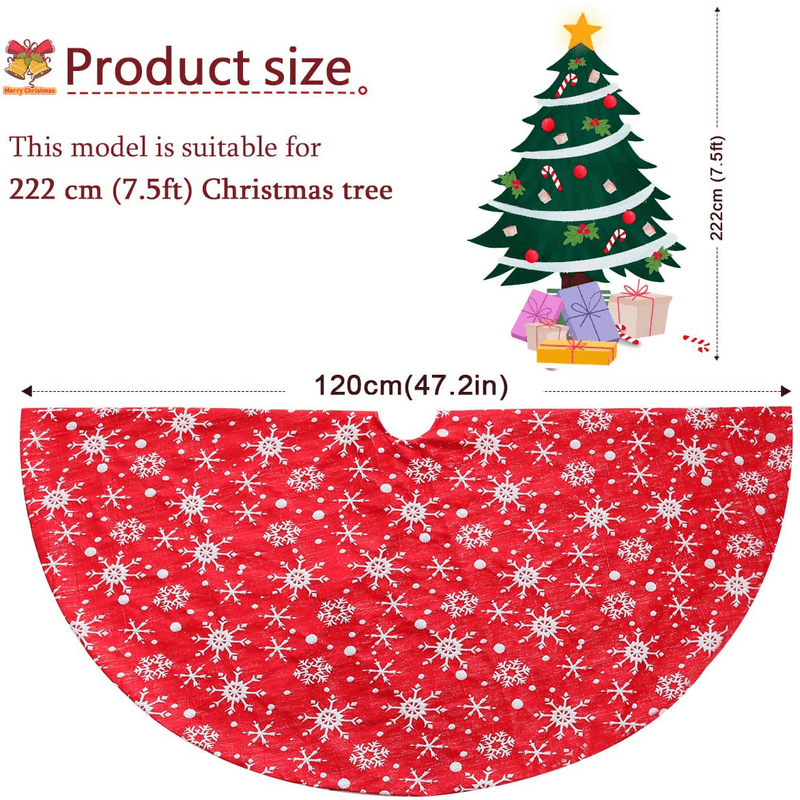 Townshine 48 Inch Red Christmas Tree Skirt Snowflakes Tree Skirt Double Layers Thick Xmas Tree Mat Holiday Party Decorations Home & Garden > Decor > Seasonal & Holiday Decorations > Christmas Tree Skirts Townshine   