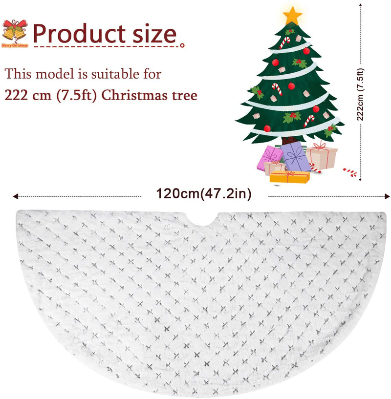 Townshine 48 Inch White Christmas Tree Skirt Faux Fur Silver Large Fur Tree Skirt Soft Thick Plush Mat Xmas Holiday Party Decorations … (Star White Fur Tree Skirts) Home & Garden > Decor > Seasonal & Holiday Decorations > Christmas Tree Skirts Townshine   