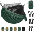 Towsont Single & Double Camping Hammock with Mosquito/Bug Net, Portable Parachute Nylon Hammock with Tree Ropes
