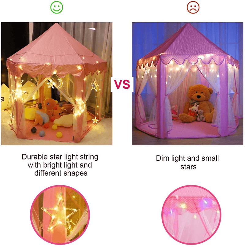 TOY Life Princess Castle Tents for Girls Princess Playhouse Tent with Lights Princess Tiara and Wand 55" X 53" Tents for Kids Princess Play Tent Indoor & Outdoor Games for Girls Birthday Gift Sporting Goods > Outdoor Recreation > Camping & Hiking > Tent Accessories TOY Life   