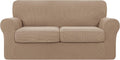 TOYABR 3 Pieces Sofa Slipcover Removable Couch Cover with 2 Separate Cushions, Washable Loveseat Slipcovers, High Stretch Soft Furniture Protector for Pets and Kids (Medium,Dove Gray) Home & Garden > Decor > Chair & Sofa Cushions TOYABR Camel Medium 