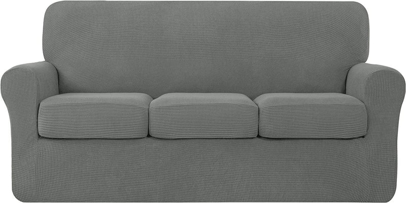TOYABR 3 Pieces Sofa Slipcover Removable Couch Cover with 2 Separate Cushions, Washable Loveseat Slipcovers, High Stretch Soft Furniture Protector for Pets and Kids (Medium,Dove Gray) Home & Garden > Decor > Chair & Sofa Cushions TOYABR Dove Gray Large 