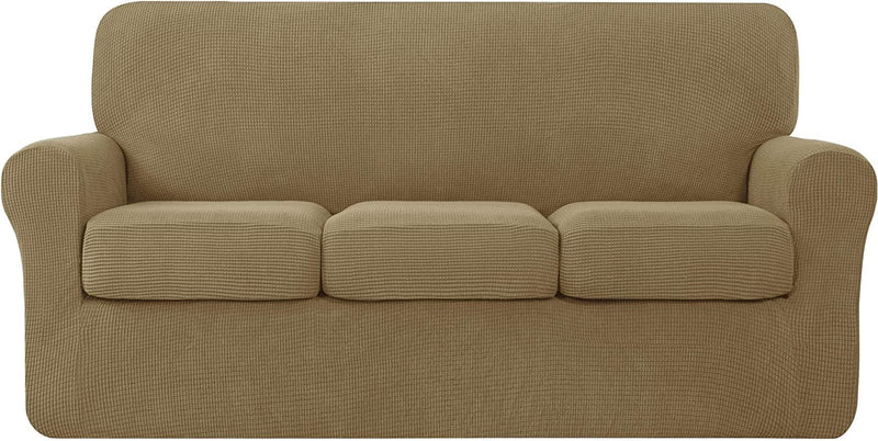 TOYABR 3 Pieces Sofa Slipcover Removable Couch Cover with 2 Separate Cushions, Washable Loveseat Slipcovers, High Stretch Soft Furniture Protector for Pets and Kids (Medium,Dove Gray) Home & Garden > Decor > Chair & Sofa Cushions TOYABR Sand Large 