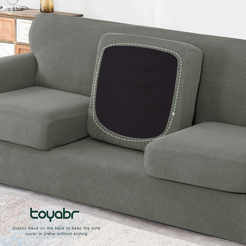 TOYABR 3 Pieces Sofa Slipcover Removable Couch Cover with 2 Separate Cushions, Washable Loveseat Slipcovers, High Stretch Soft Furniture Protector for Pets and Kids (Medium,Dove Gray) Home & Garden > Decor > Chair & Sofa Cushions TOYABR   