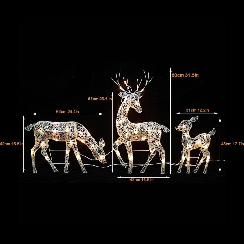Toyfunny Set of 3 White Glittered Doe Fawn and Fawn Lighted Christmas Outdoor Decoration Outdoor Christmas Winter Decoration for Front Yards Home & Garden > Decor > Seasonal & Holiday Decorations& Garden > Decor > Seasonal & Holiday Decorations Toyfunny   