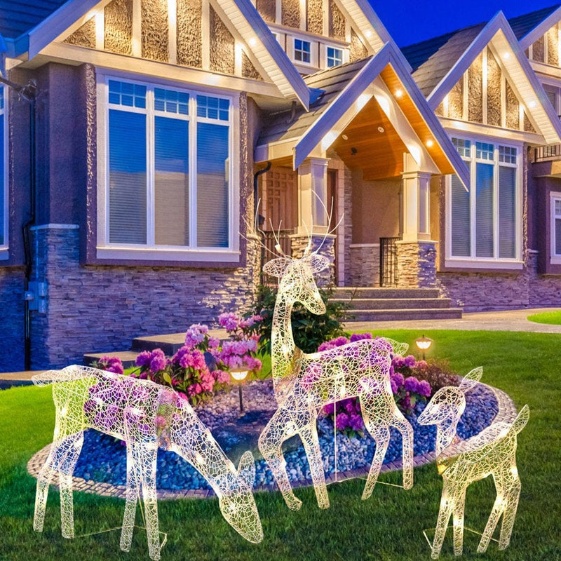 Toyfunny Set of 3 White Glittered Doe Fawn and Fawn Lighted Christmas Outdoor Decoration Outdoor Christmas Winter Decoration for Front Yards Home & Garden > Decor > Seasonal & Holiday Decorations& Garden > Decor > Seasonal & Holiday Decorations Toyfunny   