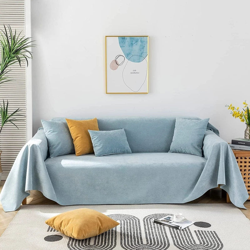 TOYROOM Simple Gray Couch Cover for 3 Cushion Sectional Sofa Cover,Couch Cover for Dogs Non-Slip Chenille Couch Cover X-Large Couch Cushion Covers for Loveseat Sofa Cover for Dogs,71"*134" Gray Home & Garden > Decor > Chair & Sofa Cushions TOYROOM Solid Slight Blue X-Large (71"x 134") 