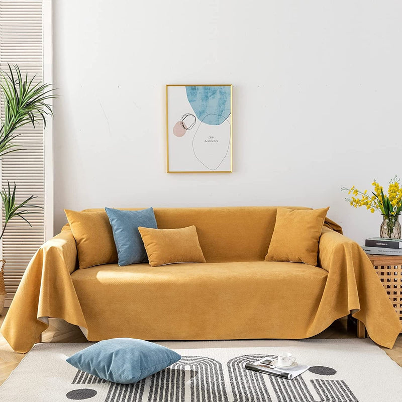 TOYROOM Simple Gray Couch Cover for 3 Cushion Sectional Sofa Cover,Couch Cover for Dogs Non-Slip Chenille Couch Cover X-Large Couch Cushion Covers for Loveseat Sofa Cover for Dogs,71"*134" Gray Home & Garden > Decor > Chair & Sofa Cushions TOYROOM Solid Orange X-Large (71"x 134") 