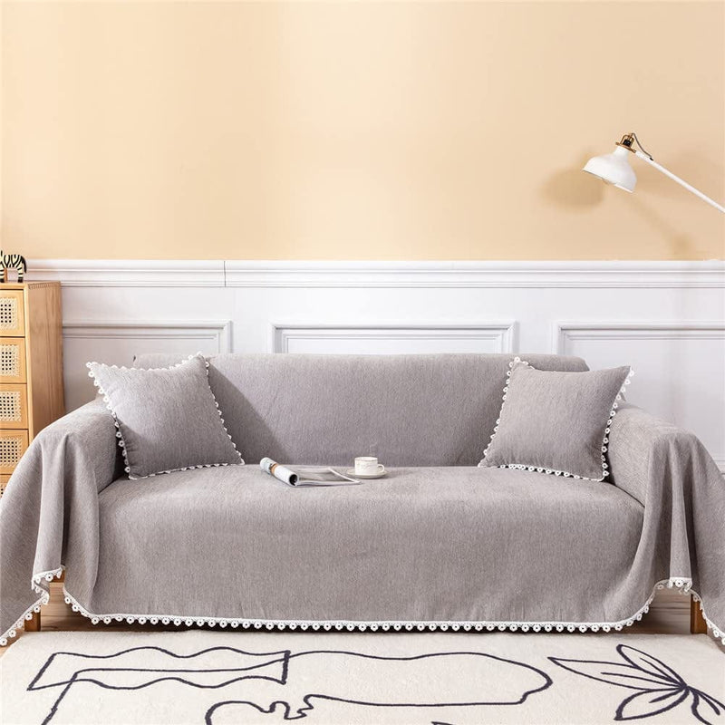 TOYROOM Simple Gray Couch Cover for 3 Cushion Sectional Sofa Cover,Couch Cover for Dogs Non-Slip Chenille Couch Cover X-Large Couch Cushion Covers for Loveseat Sofa Cover for Dogs,71"*134" Gray Home & Garden > Decor > Chair & Sofa Cushions TOYROOM Grey Large (71"x 118") 
