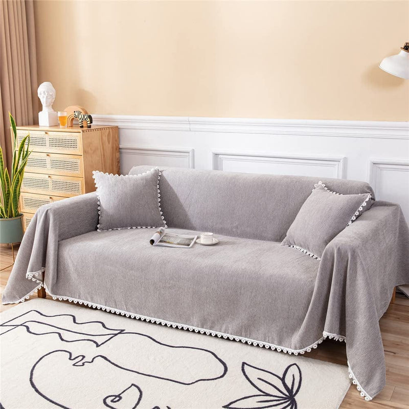 TOYROOM Simple Gray Couch Cover for 3 Cushion Sectional Sofa Cover,Couch Cover for Dogs Non-Slip Chenille Couch Cover X-Large Couch Cushion Covers for Loveseat Sofa Cover for Dogs,71"*134" Gray Home & Garden > Decor > Chair & Sofa Cushions TOYROOM   