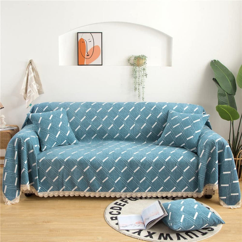 TOYROOM Simple Gray Couch Cover for 3 Cushion Sectional Sofa Cover,Couch Cover for Dogs Non-Slip Chenille Couch Cover X-Large Couch Cushion Covers for Loveseat Sofa Cover for Dogs,71"*134" Gray Home & Garden > Decor > Chair & Sofa Cushions TOYROOM Blue&white Points Large (71"x 126") 