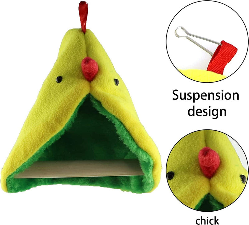 Toysructin Bird Hammock Hut, Winter Warm Parrot Hanging Tent Plush Birds Nest House Bed with Standing Stick, Triangle Hideaway Cave Fun Pet Birds Cage Accessories for Small Parrots Parakeets Lovebirds Animals & Pet Supplies > Pet Supplies > Bird Supplies > Bird Cages & Stands Toysructin   