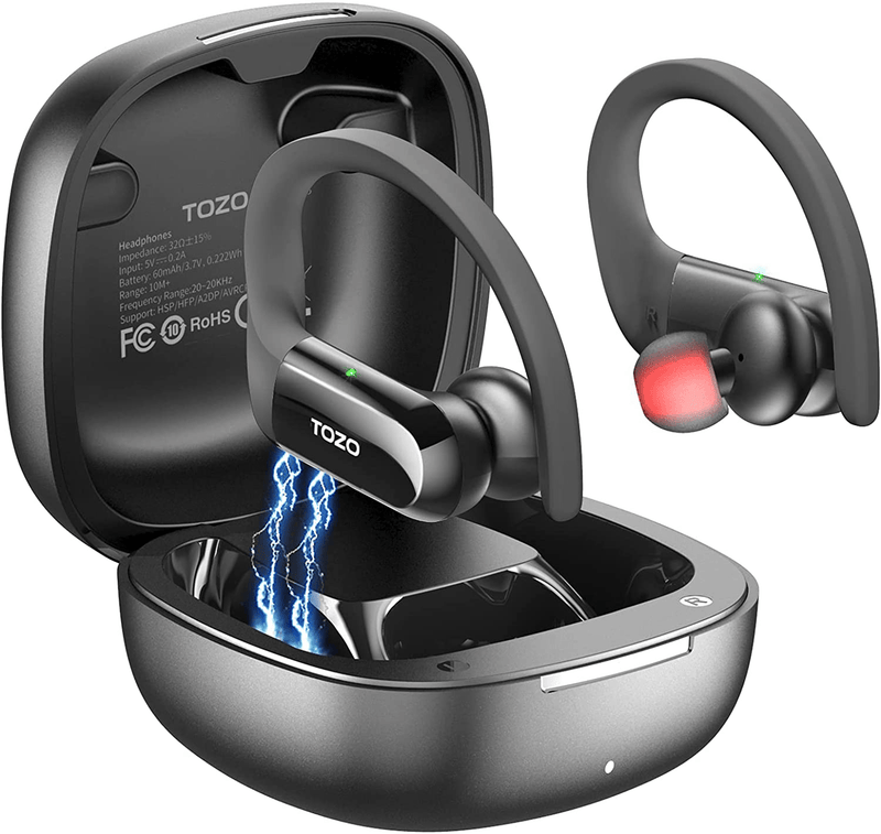 TOZO T5 Bluetooth Headphones True Wireless Earbuds Sport Earphones Touch Control Headset with Wireless Charging,Bass Stereo,Sweatproof for Running, Gym, Workout Electronics > Audio > Audio Components > Headphones & Headsets > Headphones TOZO Black Black 