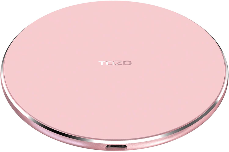 TOZO W1 Wireless Charger Thin Aviation Aluminum Computer Numerical Control Technology Fast Charging Pad Black (NO AC Adapter) Electronics > Electronics Accessories > Power > Power Adapters & Chargers TOZO Pink  