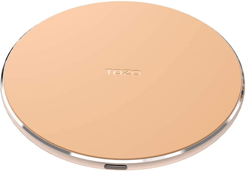 TOZO W1 Wireless Charger Thin Aviation Aluminum Computer Numerical Control Technology Fast Charging Pad Black (NO AC Adapter) Electronics > Electronics Accessories > Power > Power Adapters & Chargers TOZO Champagne  