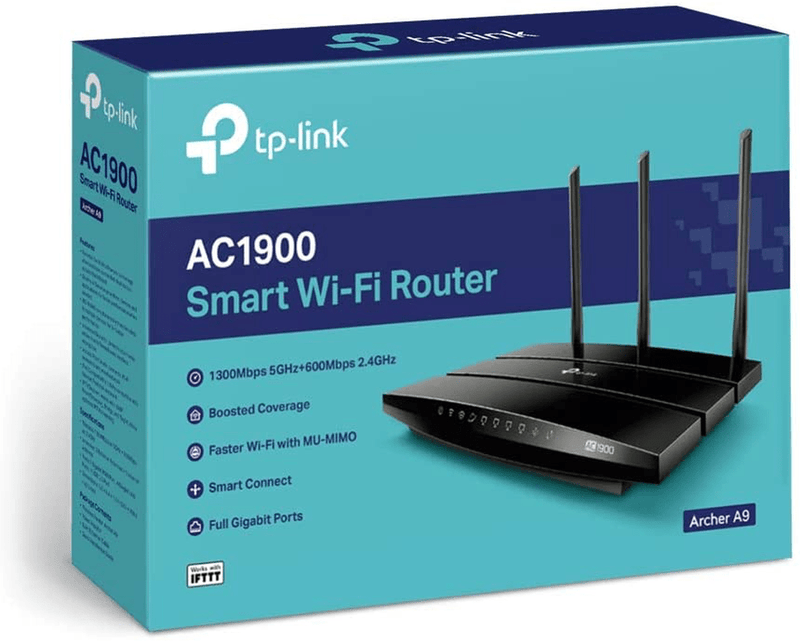 TP-Link AC1900 Smart WiFi Router (Archer A9) - High Speed MU-MIMO Wireless Router, Dual Band, Gigabit, VPN Server, Beamforming, Smart Connect, Works with Alexa, Black Electronics > Networking > Bridges & Routers > Wireless Routers TP-Link   