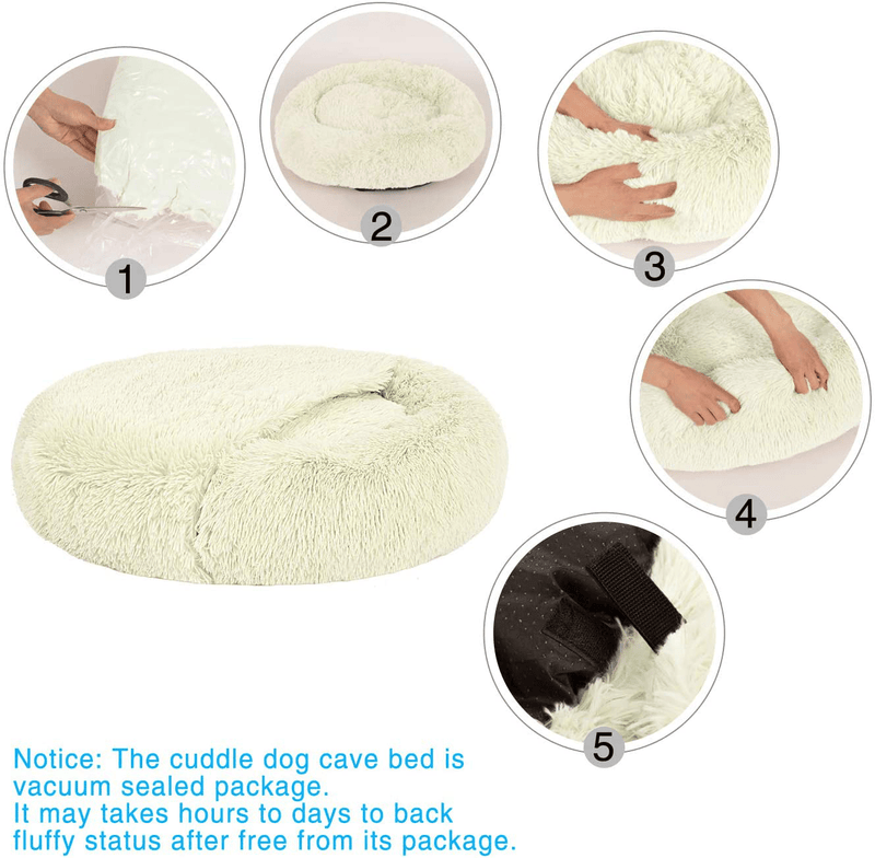TR Pet Calming Dog Bed Anti-Anxiety Donut Cat Ded Warming Cozy Soft round Dog Bed with Removable Blanket for Large Medium Small Dogs and Cats (L/XL/XXL/XXXL)
