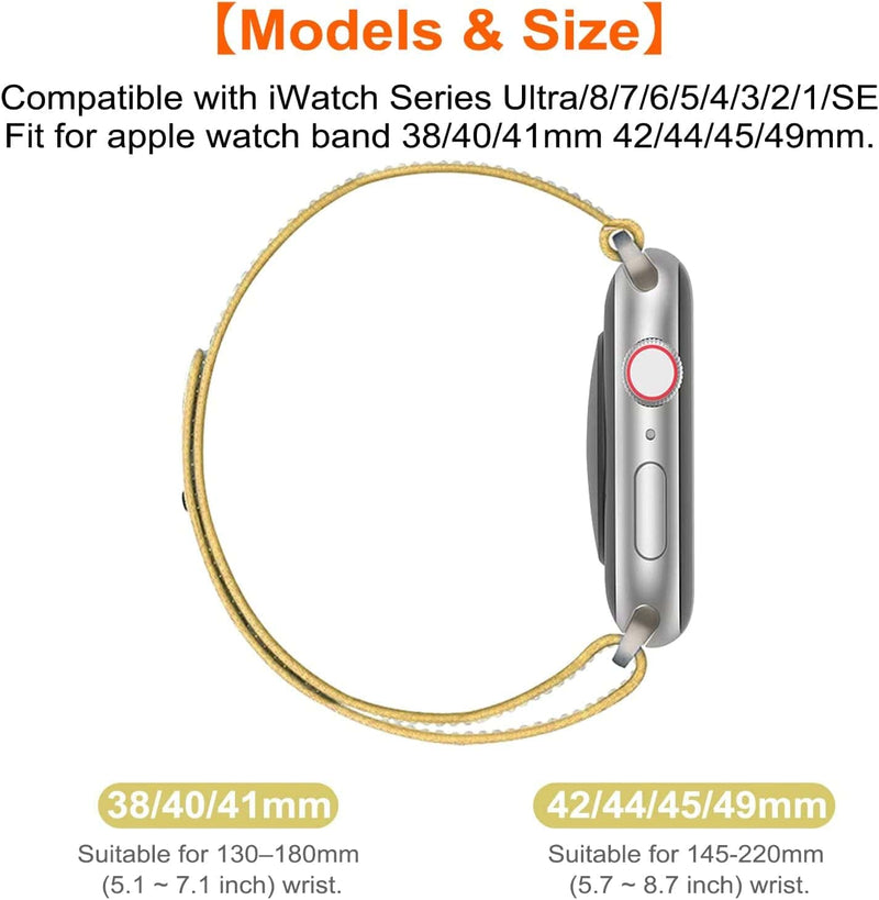 Trail Loop Nylon Bands Compatible for Apple Watch Band 49Mm 45Mm 44Mm 42Mm Men Women, Adjustable Pull Tab Sport Weave Strap Compatible with Apple Watch Ultra Series 8/7/6/5/4/3/2/1/Se,Black/Gray