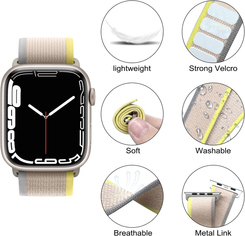 Trail Loop Nylon Bands Compatible for Apple Watch Band 49Mm 45Mm 44Mm 42Mm Men Women, Adjustable Pull Tab Sport Weave Strap Compatible with Apple Watch Ultra Series 8/7/6/5/4/3/2/1/Se,Black/Gray Sporting Goods > Outdoor Recreation > Winter Sports & Activities GDKBAND   