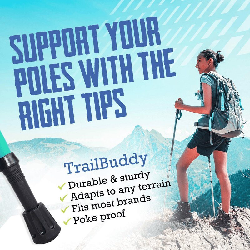 Trailbuddy 6 Piece Pack Rubber Tips for Trekking Poles Replacement Pole Tip Protectors Fits Most Standard Hiking Poles with 11Mm Hole Diameter Shock Absorbing Adds Hold and Traction Sporting Goods > Outdoor Recreation > Camping & Hiking > Hiking Poles TrailBuddy   