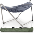 Tranquillo Pearluxis Hammock Stand – 1.2mm Thickness Stainless Steel Frame with Polyester Hammock Net, Single, Black