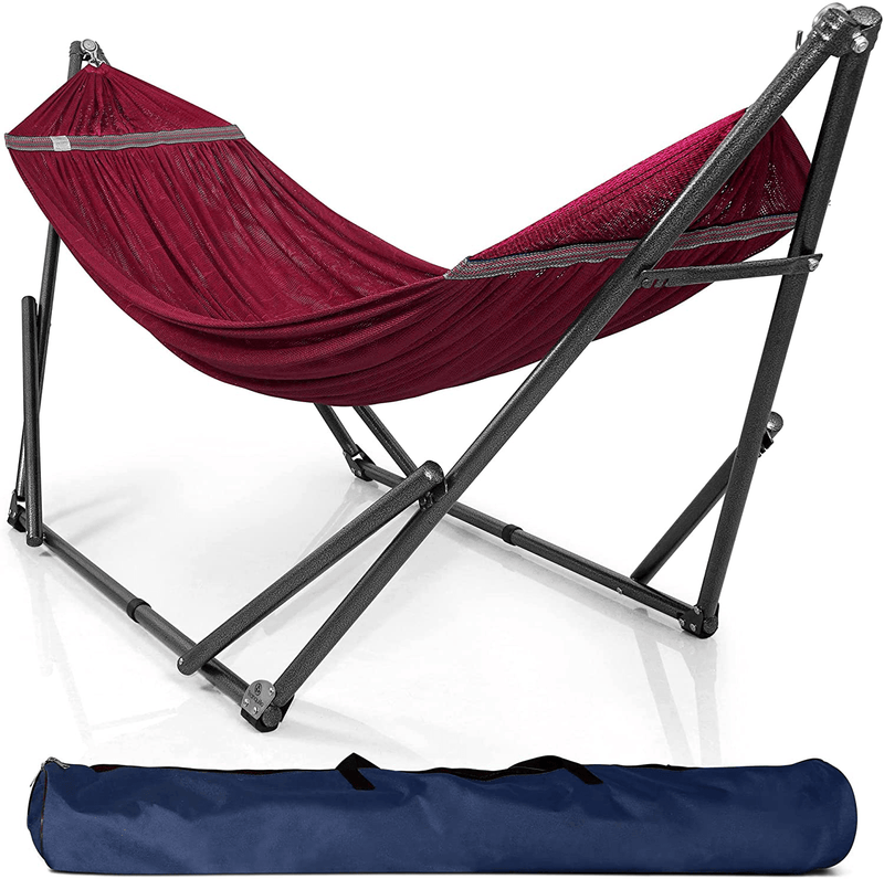 Tranquillo U34Y Universal Hammock Stand-1.2mm Thickness Steel Frame with Hanging Net, Double, Red