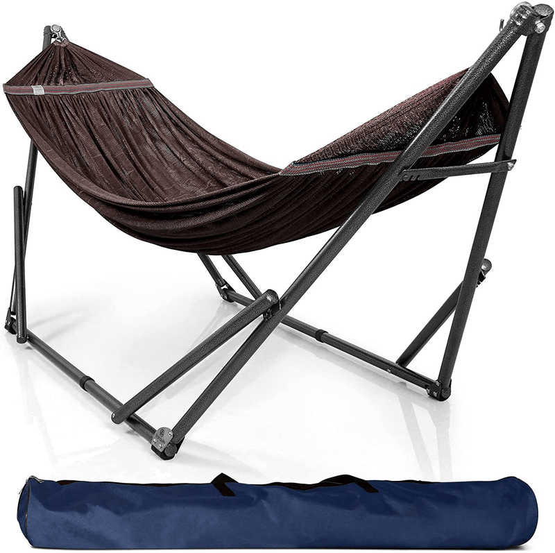 Tranquillo U34Y Universal Hammock Stand-1.2mm Thickness Steel Frame with Hanging Net, Double, Red Home & Garden > Lawn & Garden > Outdoor Living > Hammocks Tranquillo Brown  