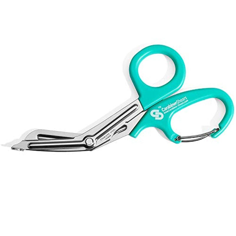 Trauma Shears with Carabiner - Stainless Steel Bandage Scissors for Surgical, EMT, EMS, Medical, Nursing, and Veterinary Use, First Aid Supplies and Accessories, 7.5-Inch, Pink Sporting Goods > Outdoor Recreation > Winter Sports & Activities Carabiner Shears LLC Light Blue (Teal)  