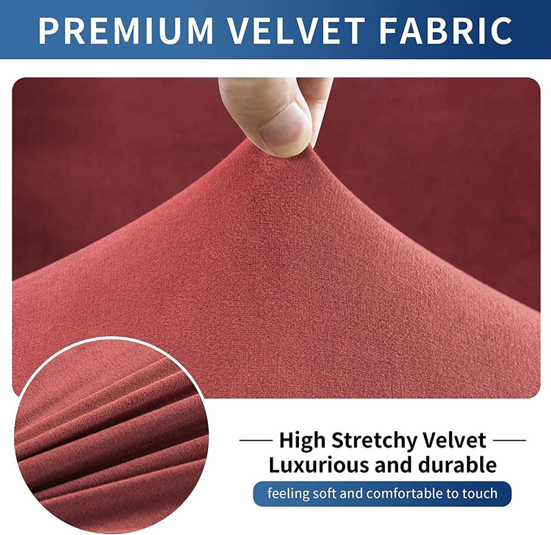 Travan Stretch Sofa Cover Velvet Plush Couch Cover Sofa Slipcovers Luxury Thick Velvet Furniture Protector for 4 Cushion Couch with Two Free Pillow Covers (X-Large, Bean Red Home & Garden > Decor > Chair & Sofa Cushions Travan   