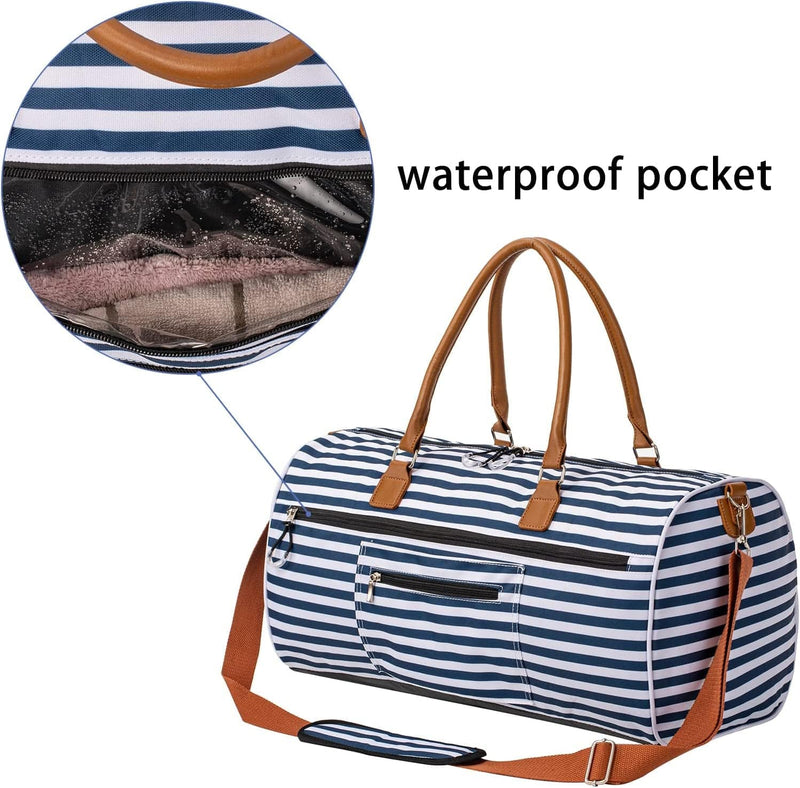 Travel Duffel Bag,Sports Gym Bag Overnight Carry on Bag with Wet Pocket & Shoes Compartment for Men Women (Striped Blue) Home & Garden > Household Supplies > Storage & Organization Xiazuo   