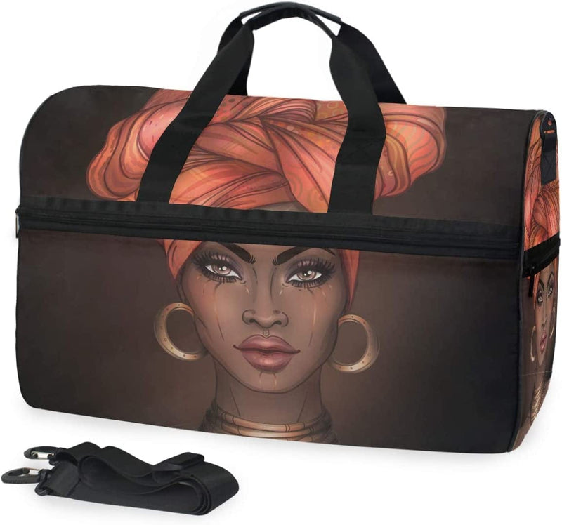 Travel Duffels African Girl Duffle Bag Luggage Sports Gym for Women & Men